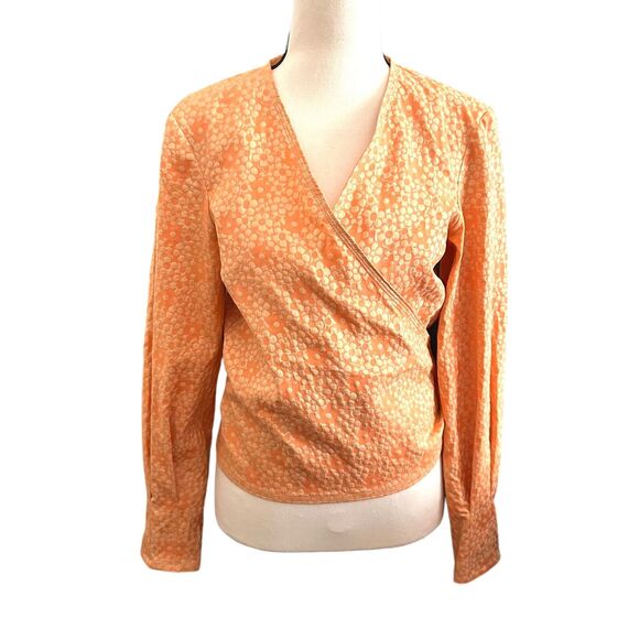 SAMSØE SAMSØE Luna Jacquard‎ Wrap Blouse Orange Sz Medium - Picture 2 of 7